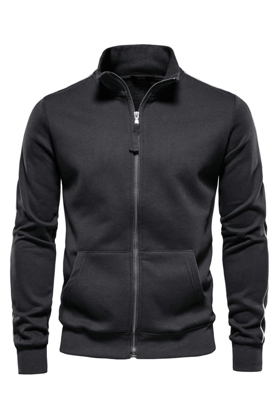 Zip Up Sweatshirt for Men Casual Cardigan Stand Collar Jacket Winter Cardigan Jumper with Pockets Tracksuit Tops Gym Coat Lightweight Jacket Long Sleeve Athletics Pullover S