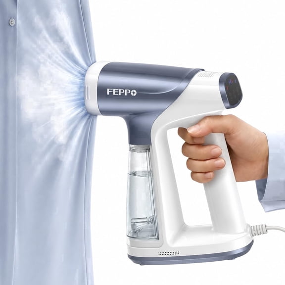 FEPPO Vacuum Steamer for Clothes, Handheld Garment Steamer with Suction, 2-in-1 Steam and Iron, LED Display, Adjustable Suction and Steam Modes, Portable Vacuum Steamer for Home (For 110-120V)
