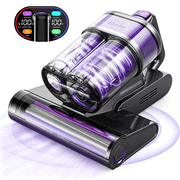FEPPO Mattress Vacuum Cleaner, 16KPa Bed Vacuum Handheld with UV-C Light, 40,000 BPM High-Frequency Tapping, 140 F Hot Air, HEPA Filter for Mattress Sofa Crib Black