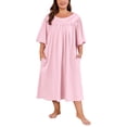 thumbnail image 1 of FEREMO 100% Cotton Nightgowns for Plus Size Women Pleated Soft Sleepwear with Pockets, 1 of 6
