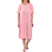 FEREMO 100% Cotton Nightgowns for Women Plus Size Neckline Embroidery Comfy Sleepwear