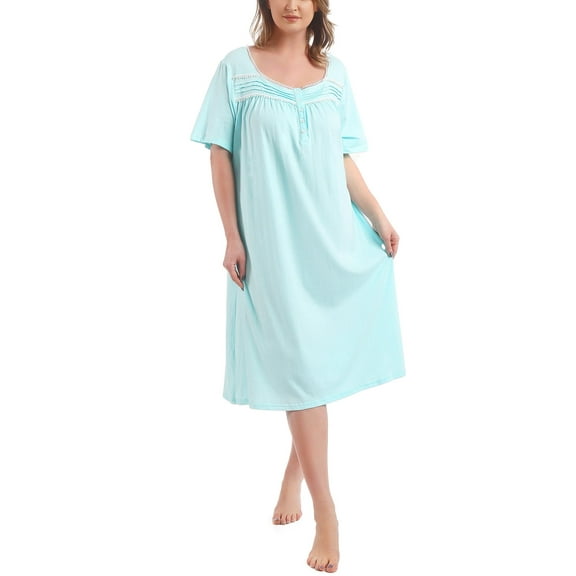 FEREMO 100% Cotton Plus Size Nightgowns for Women Short Sleeve Ladies Sleepwear