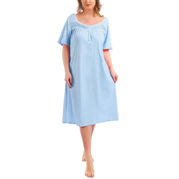 FEREMO 100% Cotton Plus Size Nightgowns for Women Short Sleeve Ladies Sleepwear