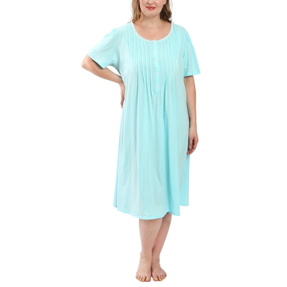 FEREMO 100% Cotton Plus Size Nightgowns for Women Short Sleeve Ladies Sleepwear