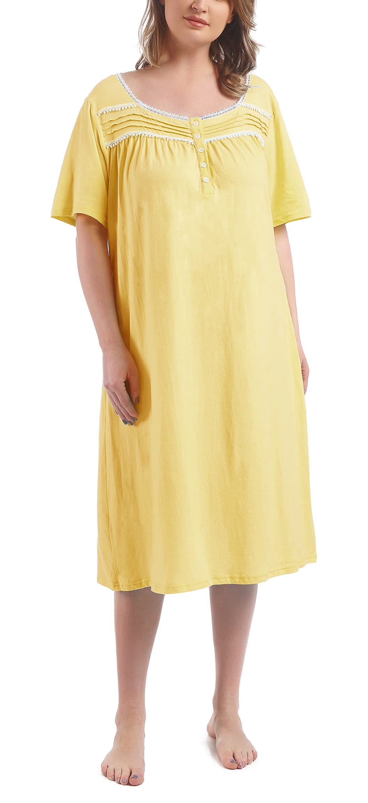 100 cotton nightgowns plus size hotsell