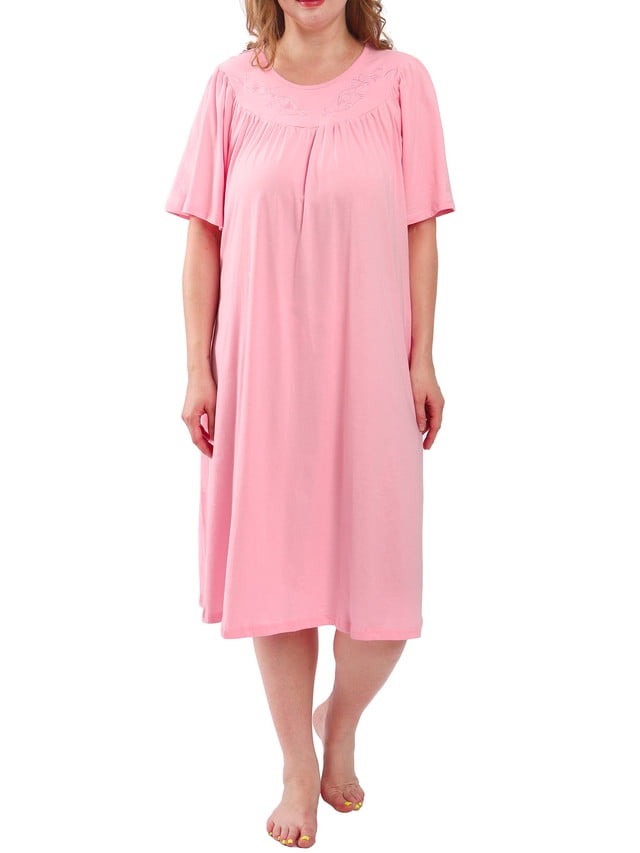 FEREMO 100 Cotton Women Plus Size Nightgowns Neckline Embroidery Comfy
