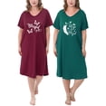 thumbnail image 1 of FEREMO 2 Pack Plus Size Nightgowns for Women Short Sleeve Printed Sleepwear, 1 of 6