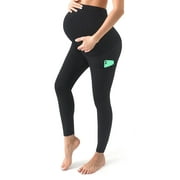 FEREMO Maternity Leggings Over The Belly with Pockets, Pregnancy Activewear Workout Women Yoga Pant, Black