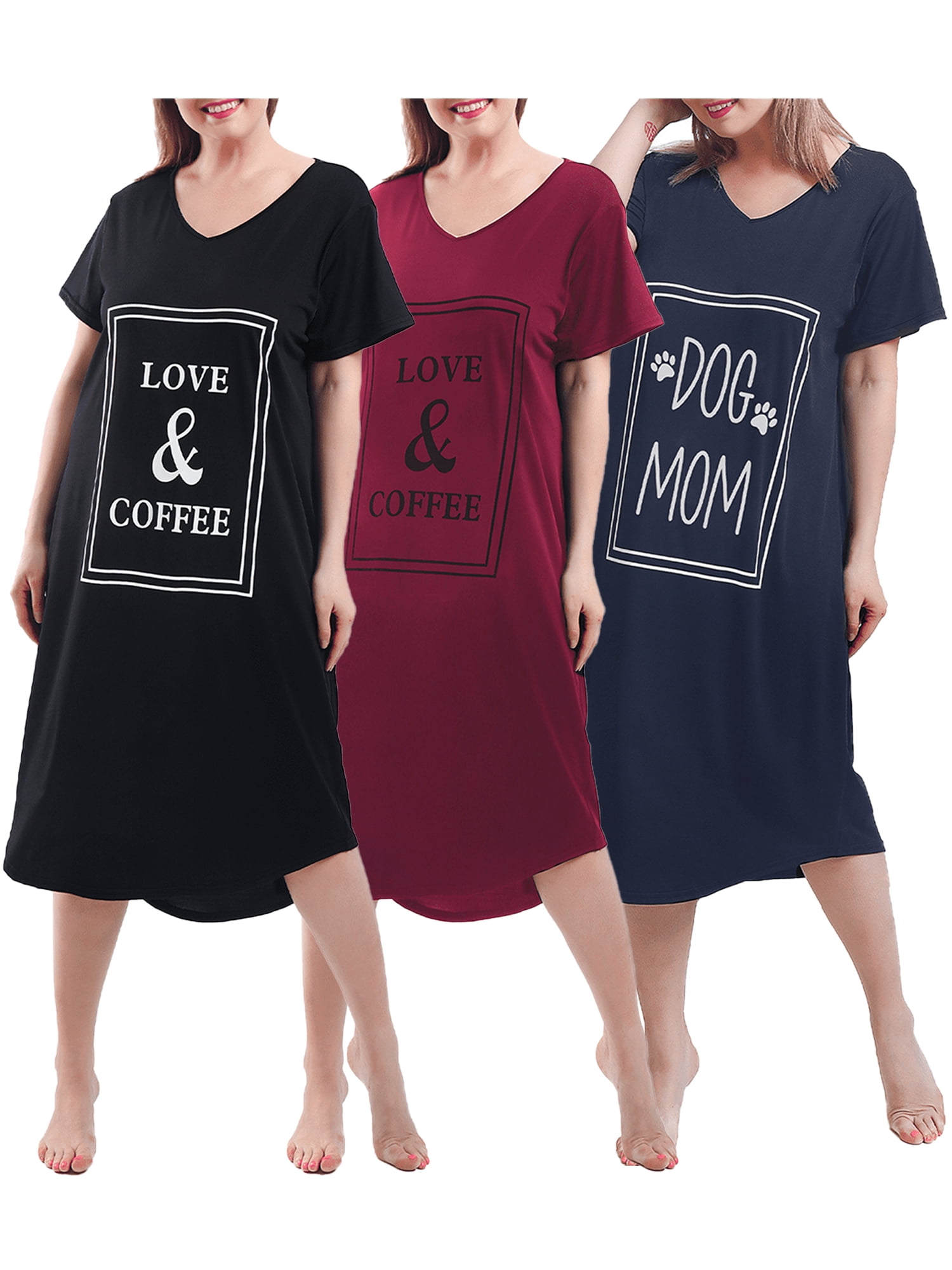 Plus Size Nightgowns in Womens Plus Pajamas \u0026 Loungewear - Walmart.com
