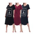 thumbnail image 1 of FEREMO Nightgown for Women Plus Size Long Sleepwear Printed Comfy Sleep Shirts 3 Pack (3X), 1 of 7