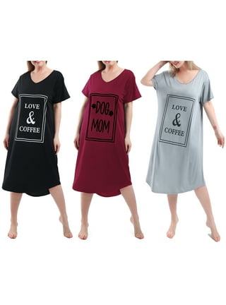 Women Short Sleeve Built-in Bra Padded Long Nightdress Sleepwear  Pajamas,Shelf Bra Full Slip Casual Nightgown,Knee Length Comfy Soft Modal  Sleep Shirt