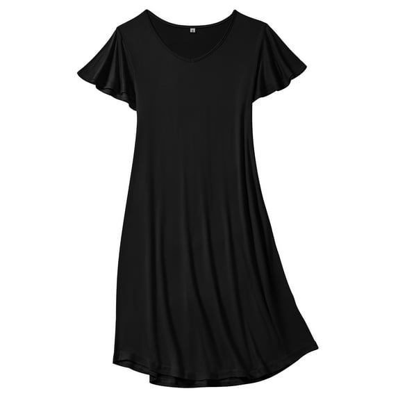 FEREMO Nightgowns for Women V Neck Casual Nightshirt Comfy Sleepshirt Flared Short Sleeve Sleepwear