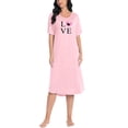 thumbnail image 1 of FEREMO Nightgowns for Women V Neck Short Sleeve Sleepshirt Printed Soft Sleepwear, 1 of 5