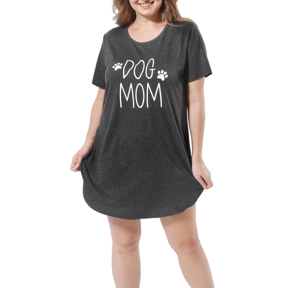FEREMO Plus Size Night Shirts Short Sleeve Nightgown Womens Printed Sleepwear for Women (Dark Grey, XL)