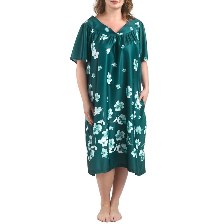 FEREMO Plus Size Nightgowns Womens House Dress with Pockets Short Sleeve Moomoo Nightgown Lounge Dresses for Women 1X 4X