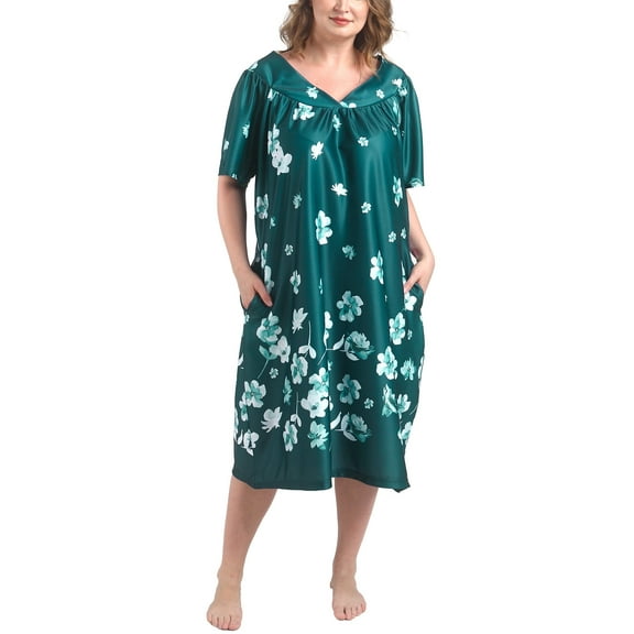 FEREMO Plus Size Nightgowns Womens House Dress with Pockets Short Sleeve Moomoo Nightgown Lounge Dresses for Women 1X-4X