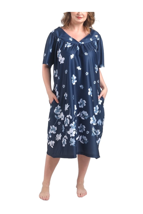 Plus Size Nightgowns Womens House Dress with Pockets Short Sleeve Moomoo Nightgown Lounge Dresses for Women 1X-4X