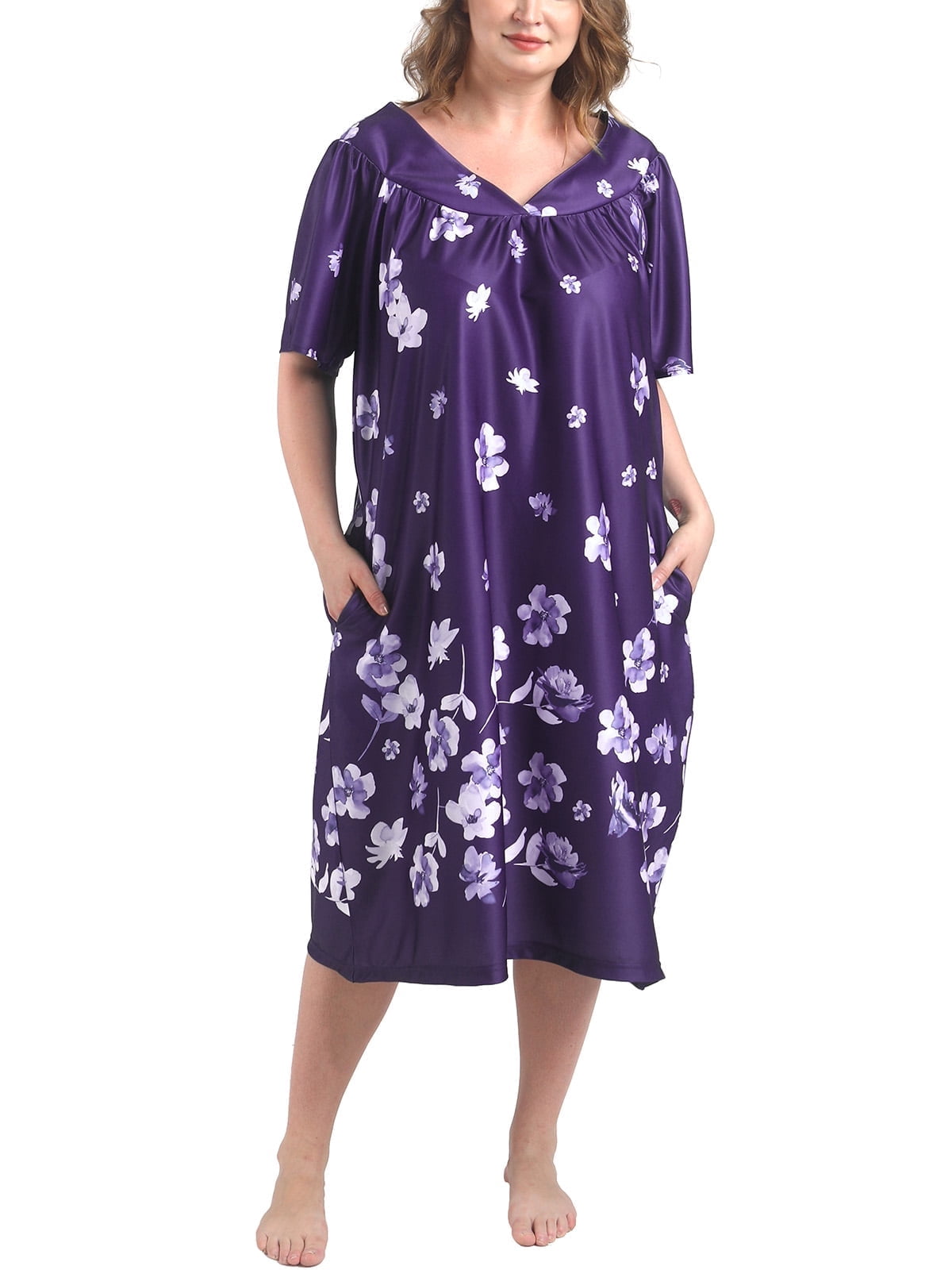 Feremo Plus Size Nightgowns Womens House Dress With Pockets Short Sleeve Moomoo Nightgown Lounge Dresses for Women 1x-4x, Women's, Size: 1XL, Green