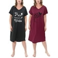 thumbnail image 1 of FEREMO Plus Size Nightgowns for Women Short Sleeve Printed Sleepwear Long Comfy Sleep Gown 2 Pack (1X), 1 of 7