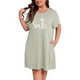 thumbnail image 1 of FEREMO Plus Size Nightgowns for Women Short Sleeve Sleepshirt Knee Length Sleepwear with Pockets, 1 of 5