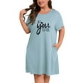 thumbnail image 1 of FEREMO Plus Size Nightgowns for Women Short Sleeve Sleepshirt Knee Length Sleepwear with Pockets, 1 of 6