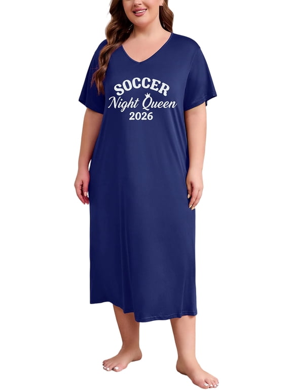 Plus Size Nightgowns for Women V Neck Short Sleeve Nightshirts Sleepwear