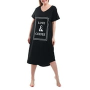 FEREMO Plus Size Nightgowns for Women V Neck Short Sleeve Nightshirts Sleepwear