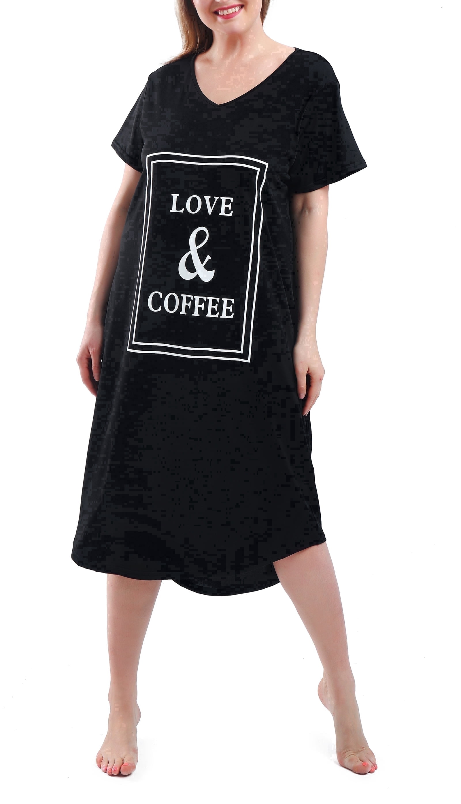 Plus Size Nightgowns for Women V Neck Short Sleeve Nightshirts Sleepwear