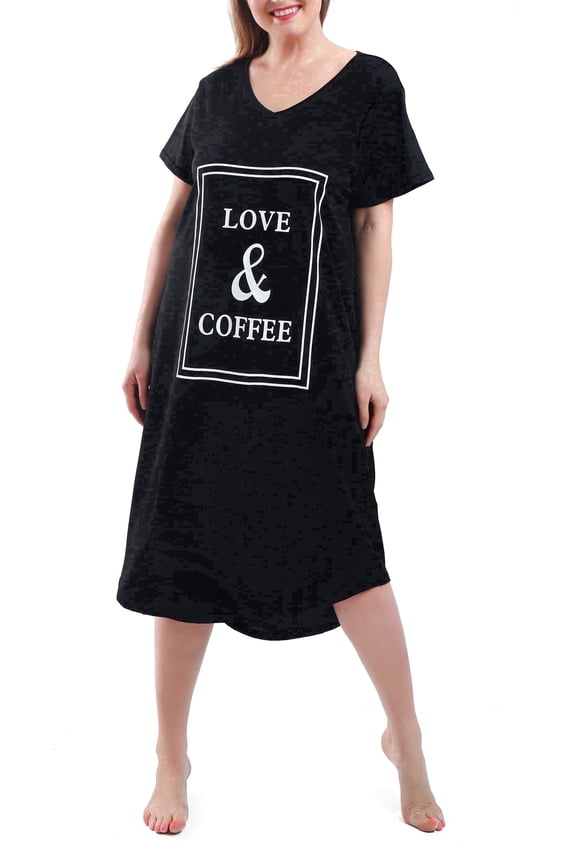 Plus Size Nightgowns for Women V Neck Short Sleeve Nightshirts Sleepwear