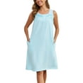 thumbnail image 1 of FEREMO Sleeveless Nightgowns for Women 100%Cotton V Neck Sleepwear, 1 of 5