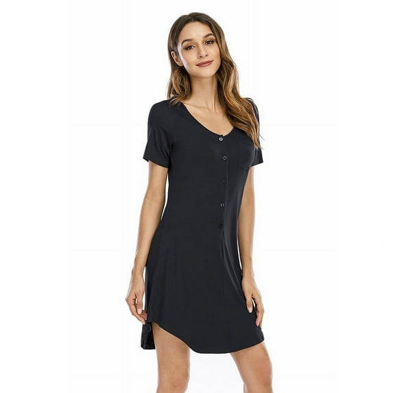 FEREMO Women Nightshirts Nightgown Dress Short Sleeve Soft Sleeping Shirts Loungewear