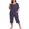 thumbnail image 1 of FEREMO Women Plus Size Pajamas Set Short Sleeve Pjs Capri Pants Pajama Sets Nightwear with Pockets, 1 of 5