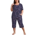 thumbnail image 1 of FEREMO Women Plus Size Pajamas Set Short Sleeve Pjs Capri Pants Pajama Sets Nightwear with Pockets, 1 of 5