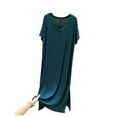 thumbnail image 1 of FEREMO Women's Sleep Dress Modal Dress V-Neck Short Sleeve Loose Sleep Shirt, 1 of 2