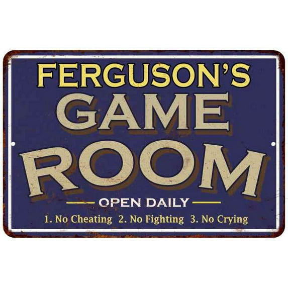FERGUSON'S Blue Game Room Sign Metal 8 x 12 Matte Finish Metal 108120002126