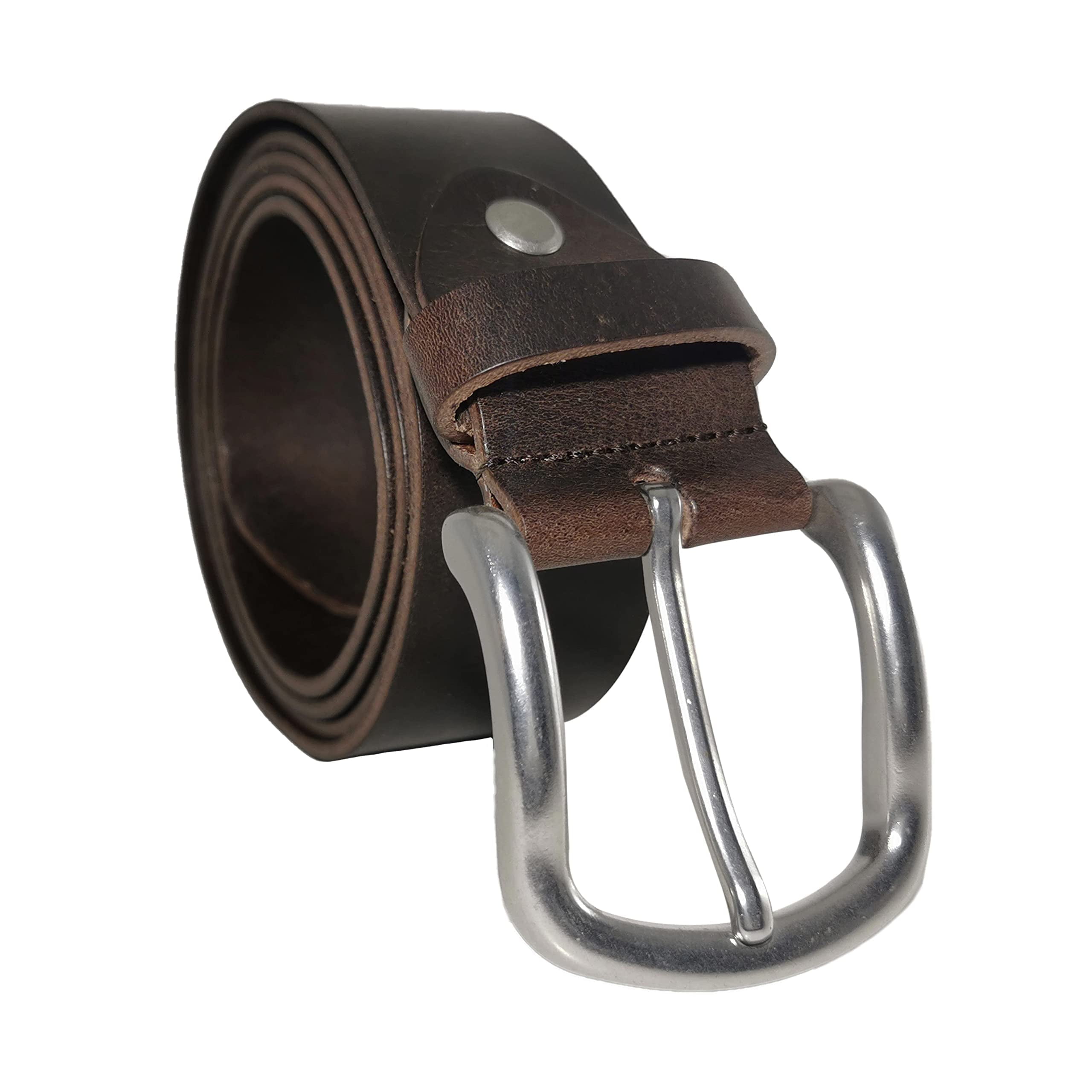 Ferla Men's Leather Belt for Work and Casual Dress - 40 Inch, Brown ...