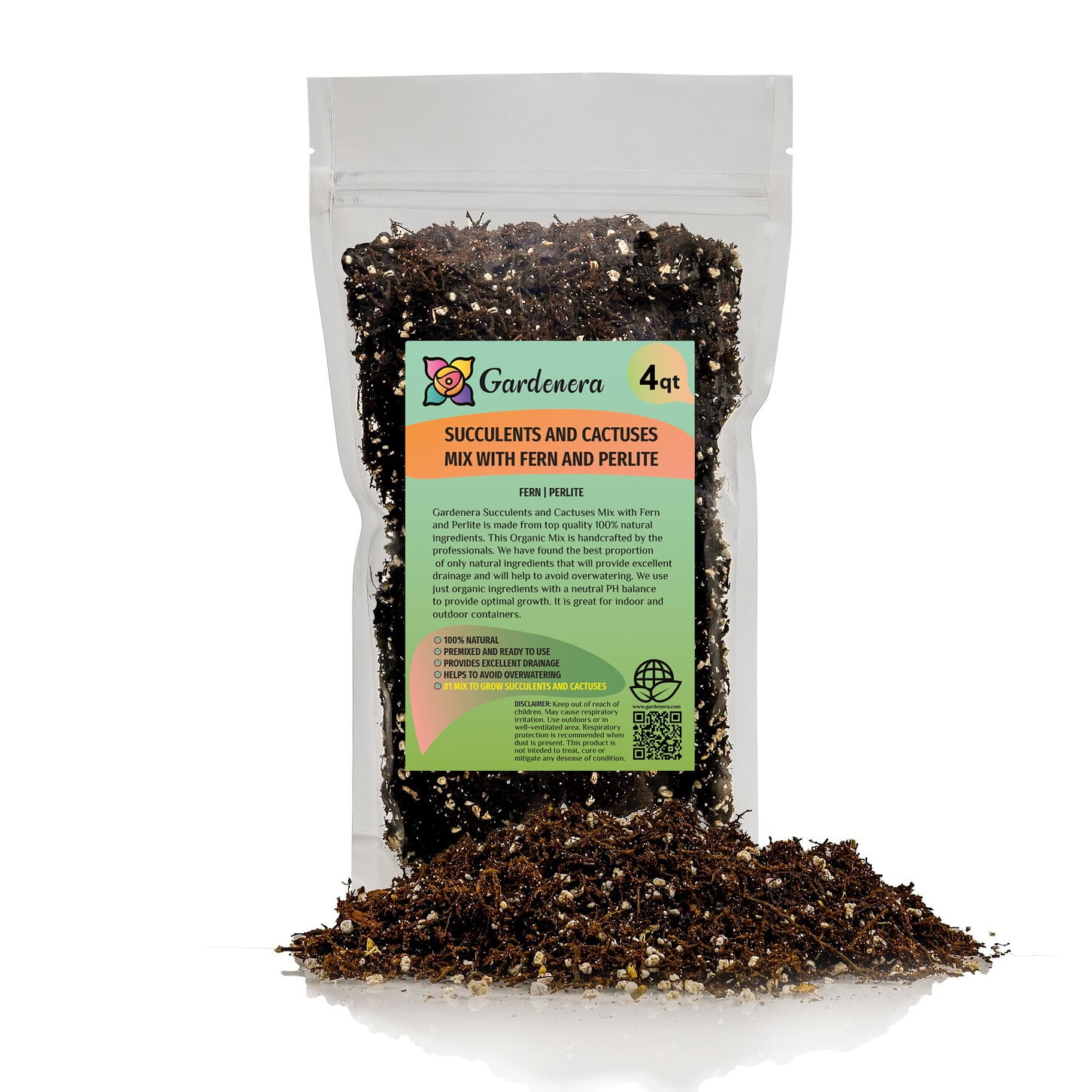 ⭐ FERN + PERLITE Soil Mix for Repotting and Planting Succulents and Cactuses - 4 Quart Bag