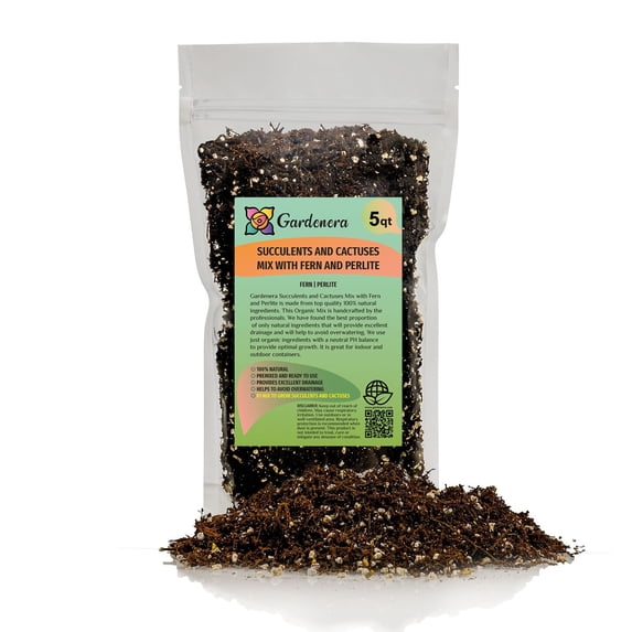 ⭐ FERN + PERLITE Soil Mix for Repotting and Planting Succulents and Cactuses - 5 Quart Bag