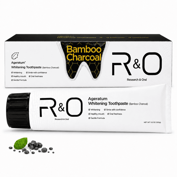 R&O Bamboo Charcoal Whitening Toothpaste, Hydroxyapatite Formula, Fresh Breath Toothpaste, Gentle Oral Care, 3.5 oz