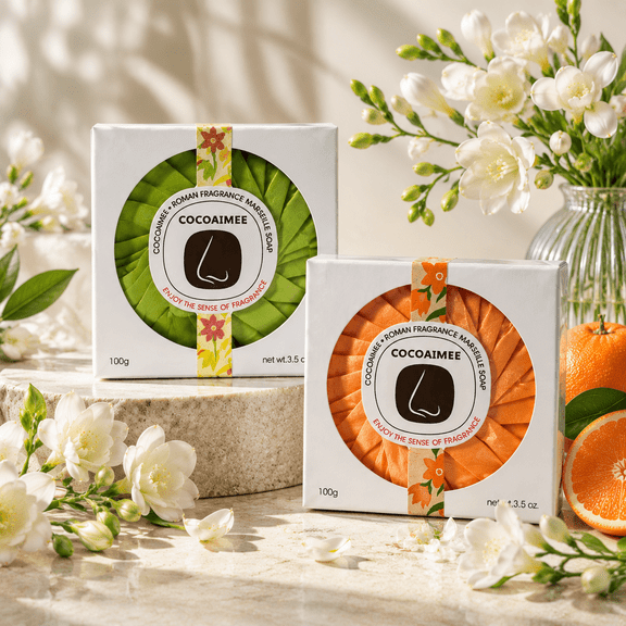 FERNA LABS Natural Marseille Soap Orange Blossom & Freesia Set, 2-Pack