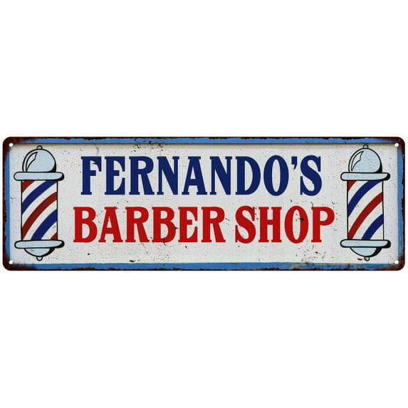 FERNANDO'S Barber Shop Hair Salon Vintage Look Metal Sign Retro 106180031170