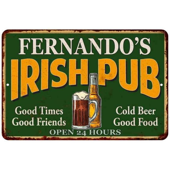 FERNANDO'S Irish Pub Beer Metal Sign Bar Decor 8x12 108120013241