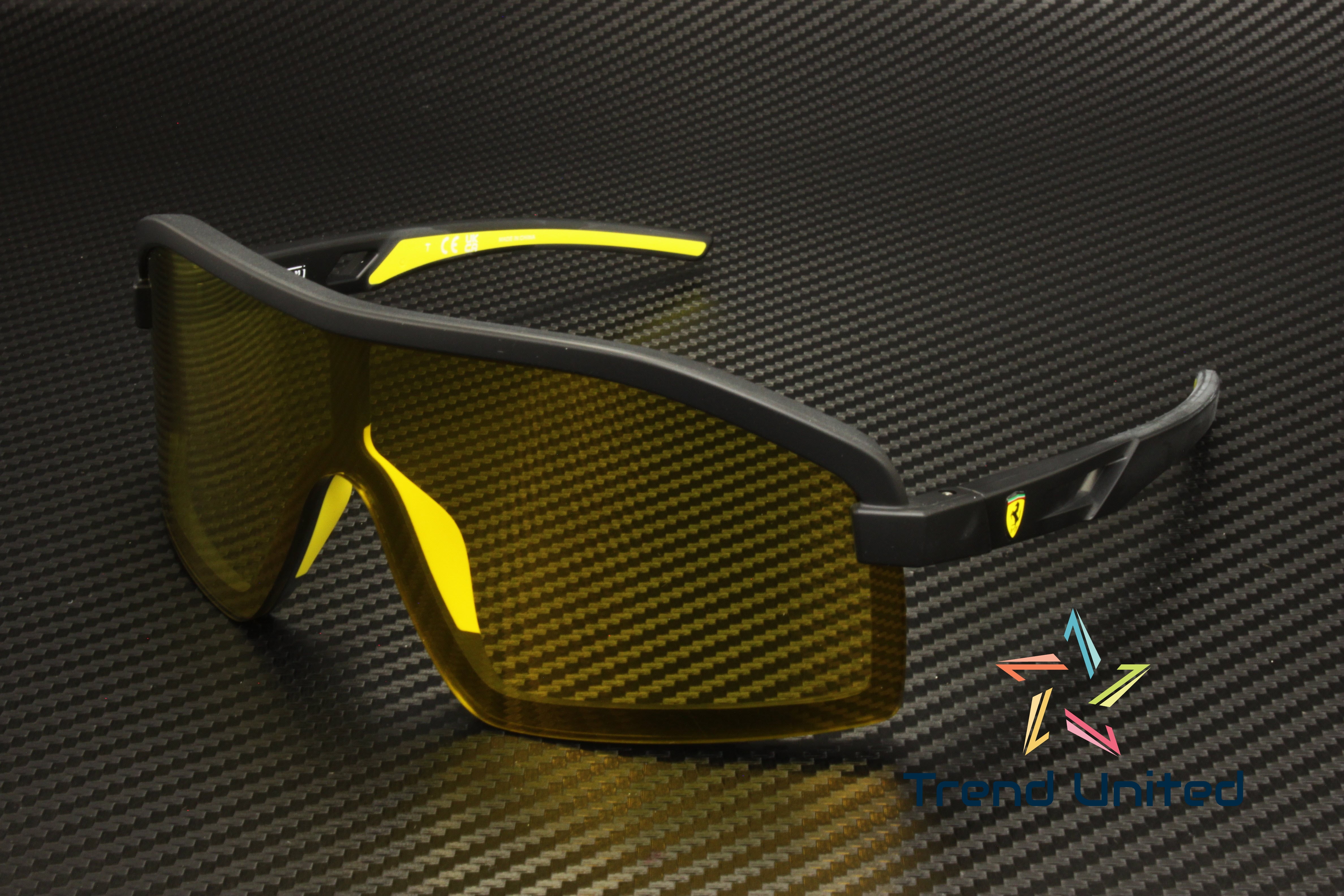 FERRARI SCUDERIA FZ6010U 504 V9 Matte Black Mirror Yellow 43 mm Men's Sunglasses