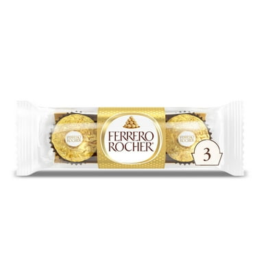 3 Count, Ferrero Rocher Premium Gourmet Milk Chocolate Hazelnut, Individually Wrapped Candy for Gifting, 1.3 oz