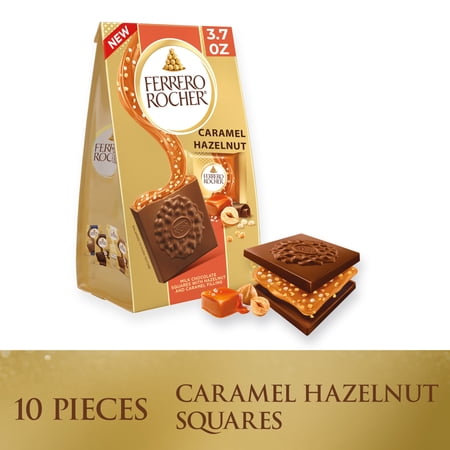 Ferrero Rocher Premium Caramel Hazelnut chocolate squares, Individually Wrapped Chocolates, Great for Sharing or Gifting, 3.7 oz