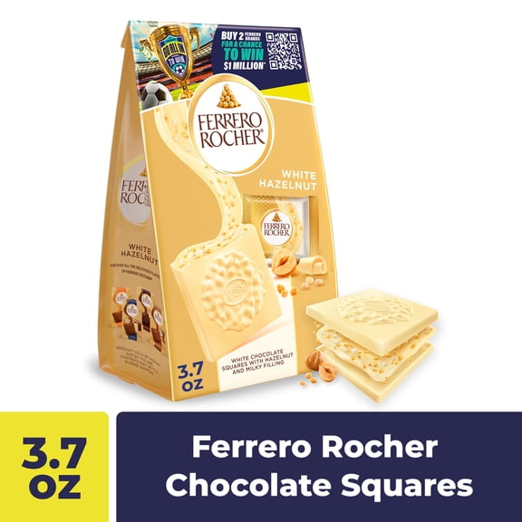 Ferrero Rocher Premium White Hazelnut chocolate squares, Individually Wrapped Chocolates, Great for Sharing or Gifting, 3.7 oz