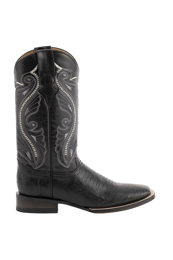 Mens Taylor Teju Lizard Square Toe Cowboy Mid Calf Dress Boots