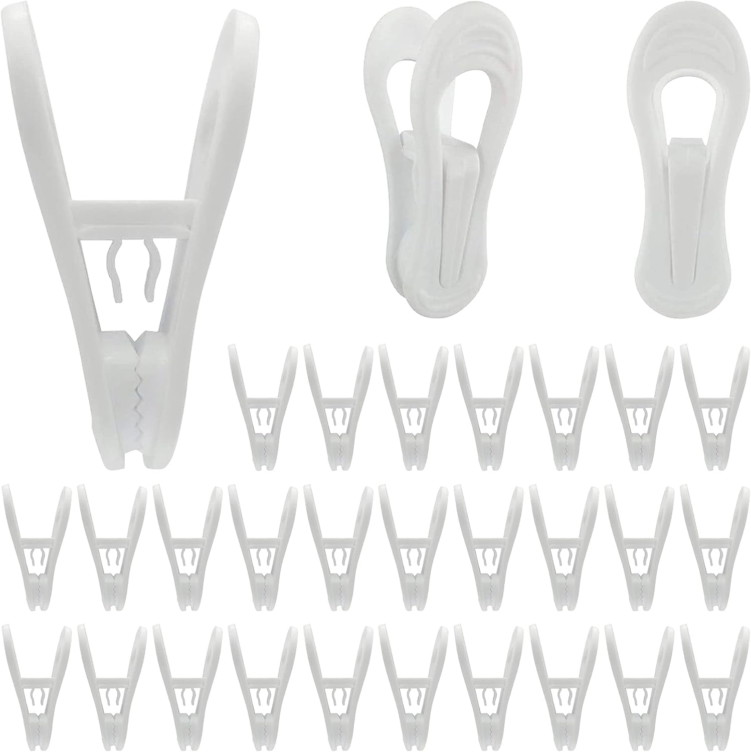 FERSWE 30 Pack White Hanger Clips MultiPurpose Hanger Clips for