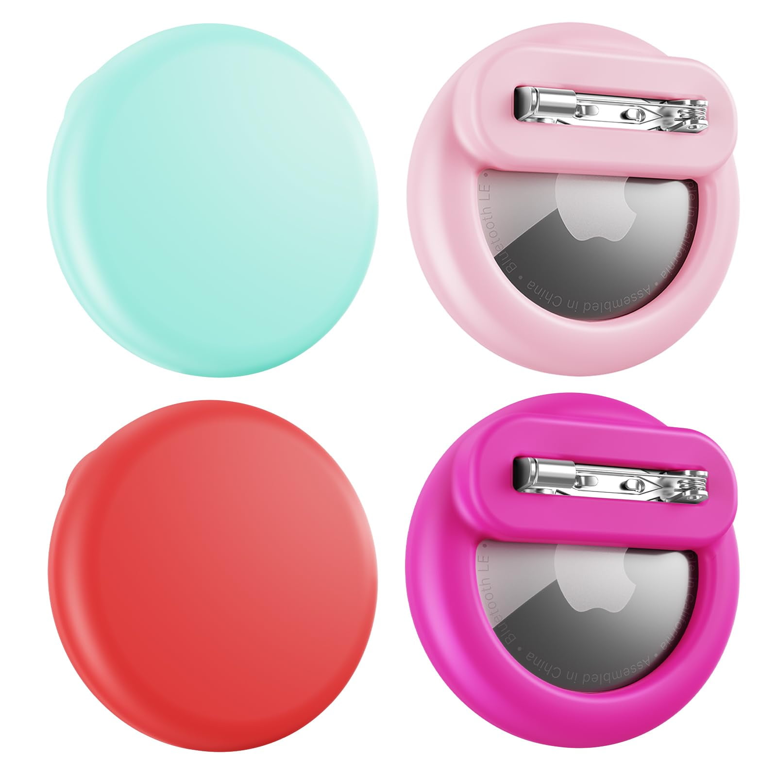 4 Custodie Per AirTag Per Bambini - Silicone Con Spille Da Balia, Per Vestiti E Zaini (4 Colori)
