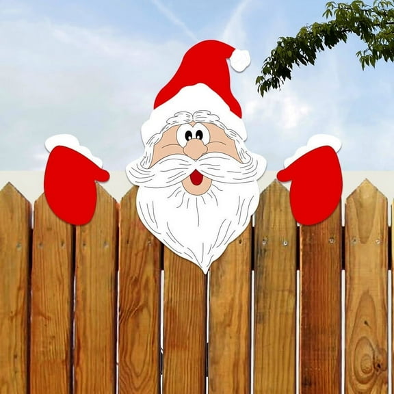 WILLED Christmas Fence Peeker Decoration, Santa Claus Reindeer Snowman Penguin Grinch Peeking Garden Yard Decorations, Xmas DIY Outdoor Garden Fence Sign Ornament for Home Patio Holiday Decor